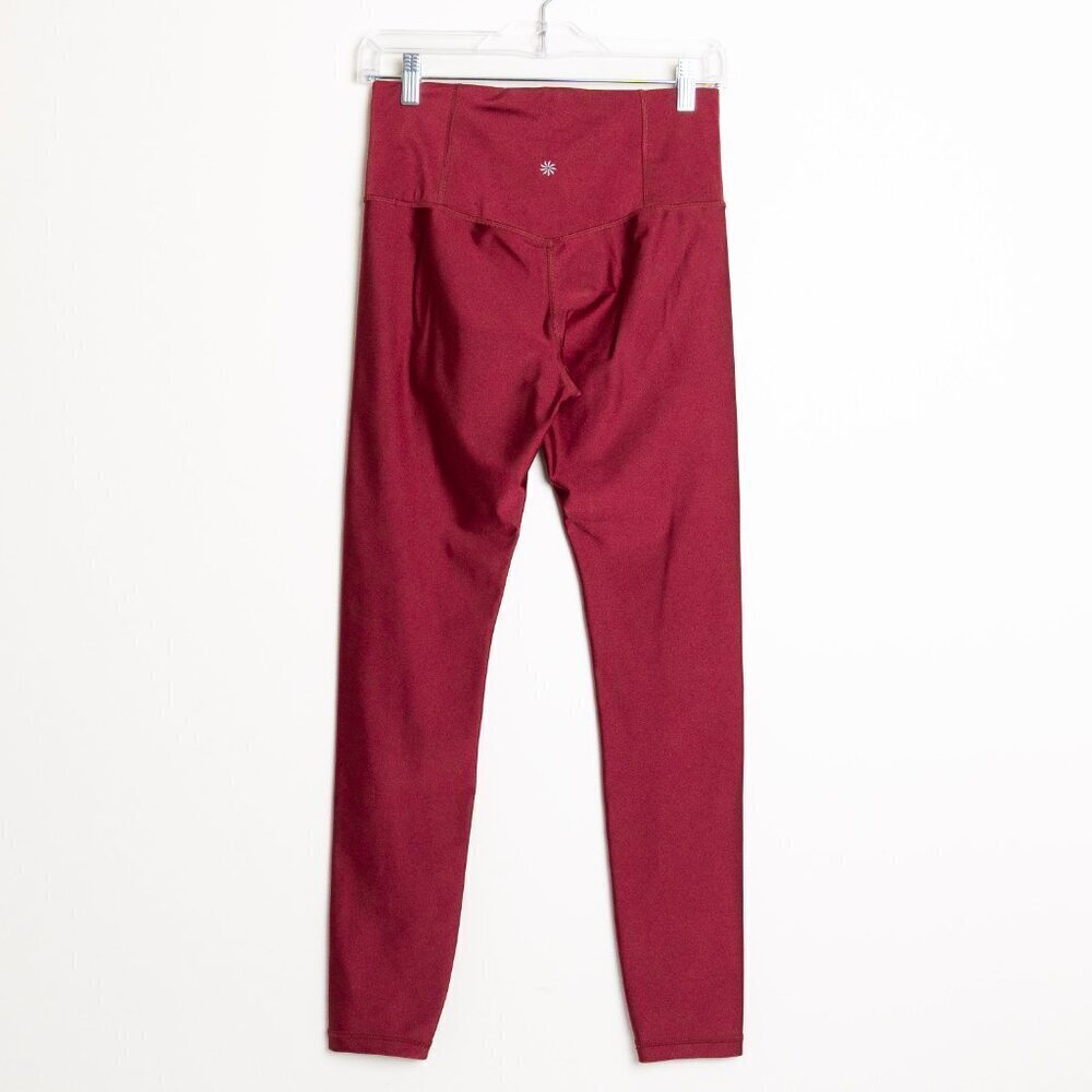 Athleta Elation Shine Tight Shiny Metallic Deep Red Activewear Leggings - Picture 5 of 15